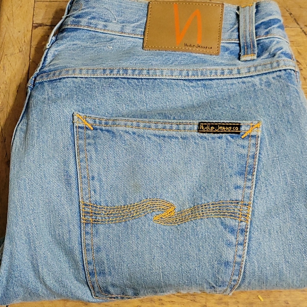 A pair of Nudie Jeans